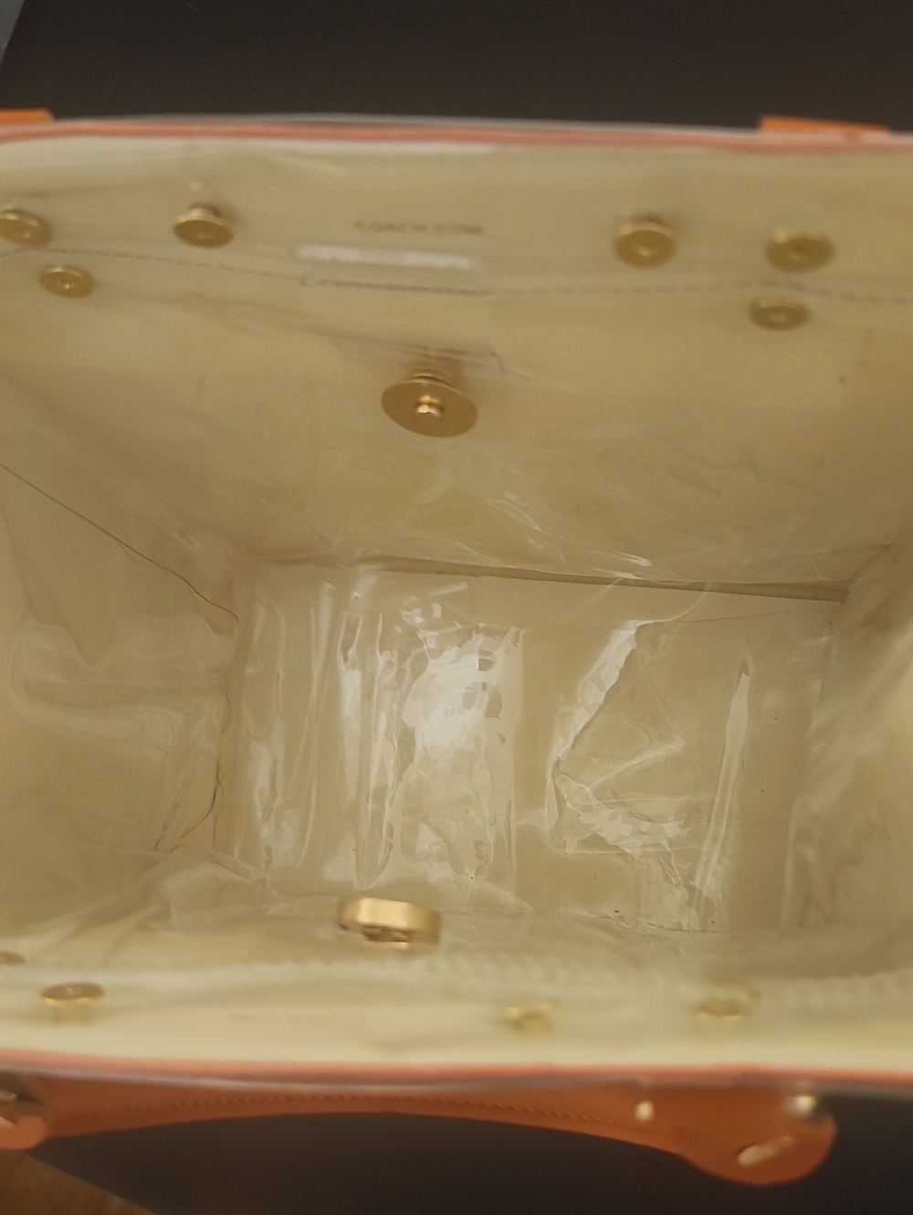 Coach Striped Paper Shopping Bag Covered In PVC Plastic With Purse Charm - Picture 3 of 4